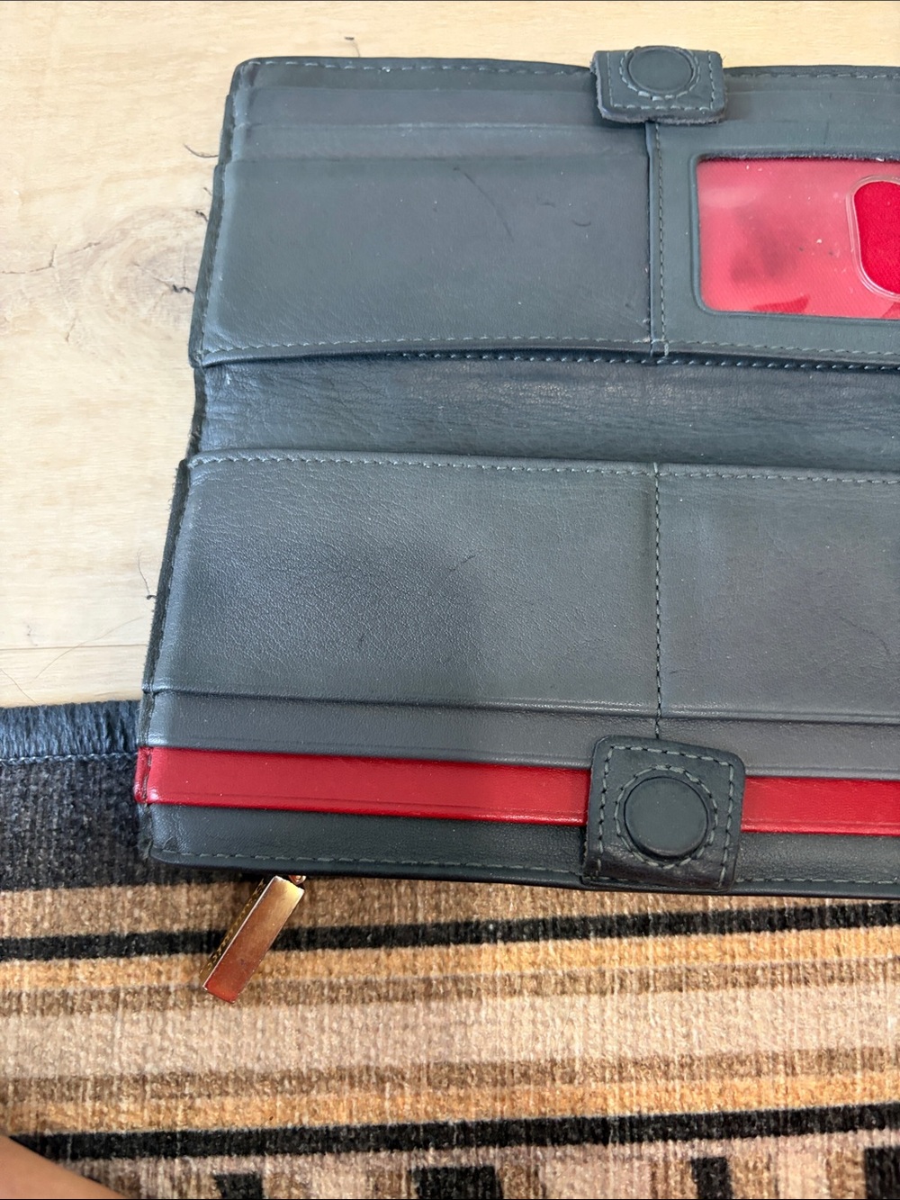 Hammitt Gray Leather 110 North Zip Wallet with Gold Studs - Picture 14 of 14